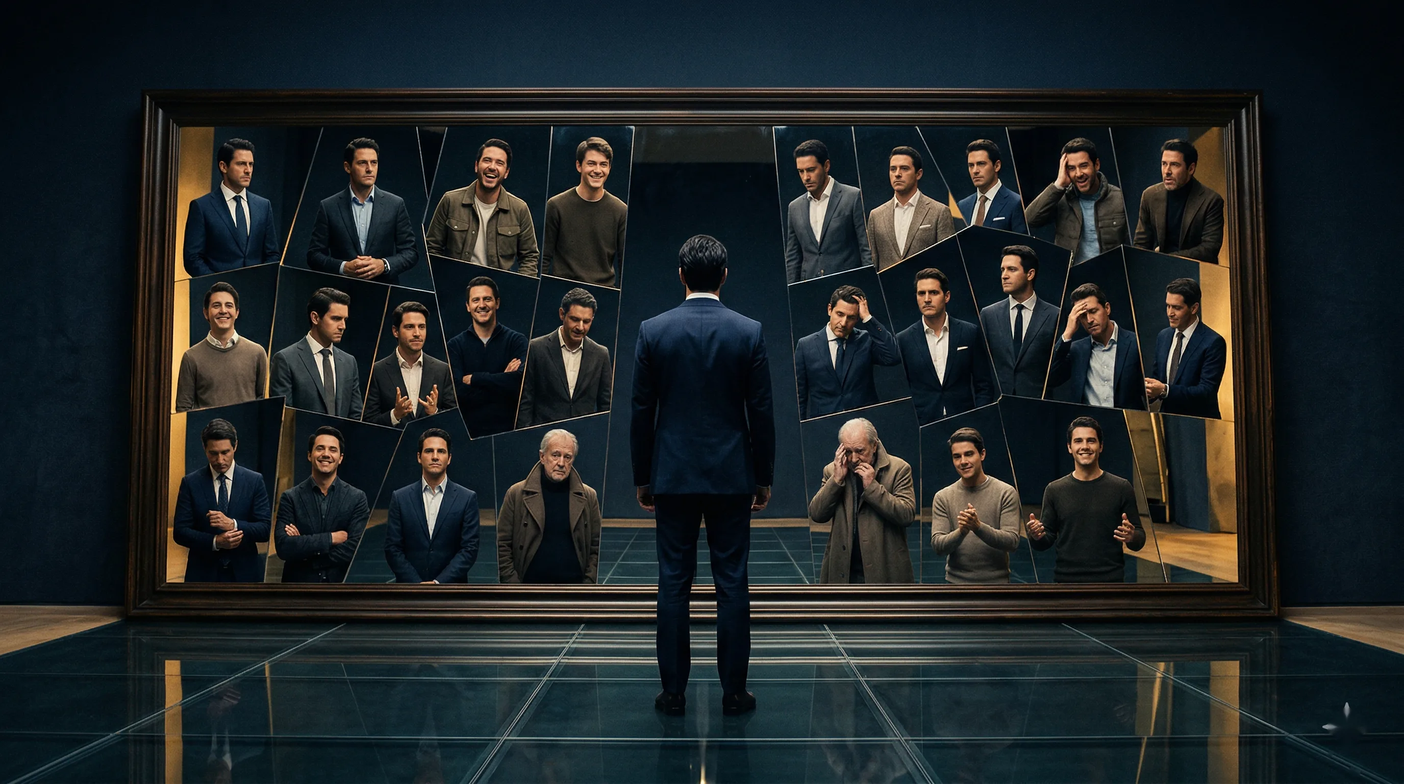 Un reflet dans un miroir, montrant la dualité entre être et apparaître.